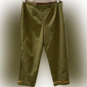 Olive Green Cropped Stretch Pants